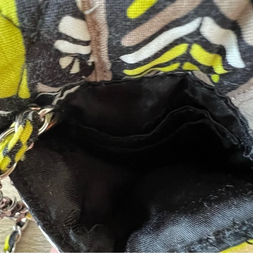 VERA BRADLEY Citron 2014 Mini Cellphone Crossbody Chainlink Yellow Black Floral